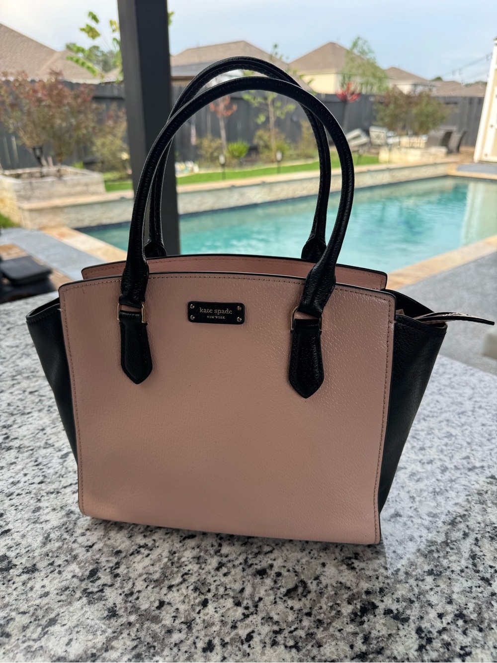 kate spade Blush Pink and Black Leather Satchel